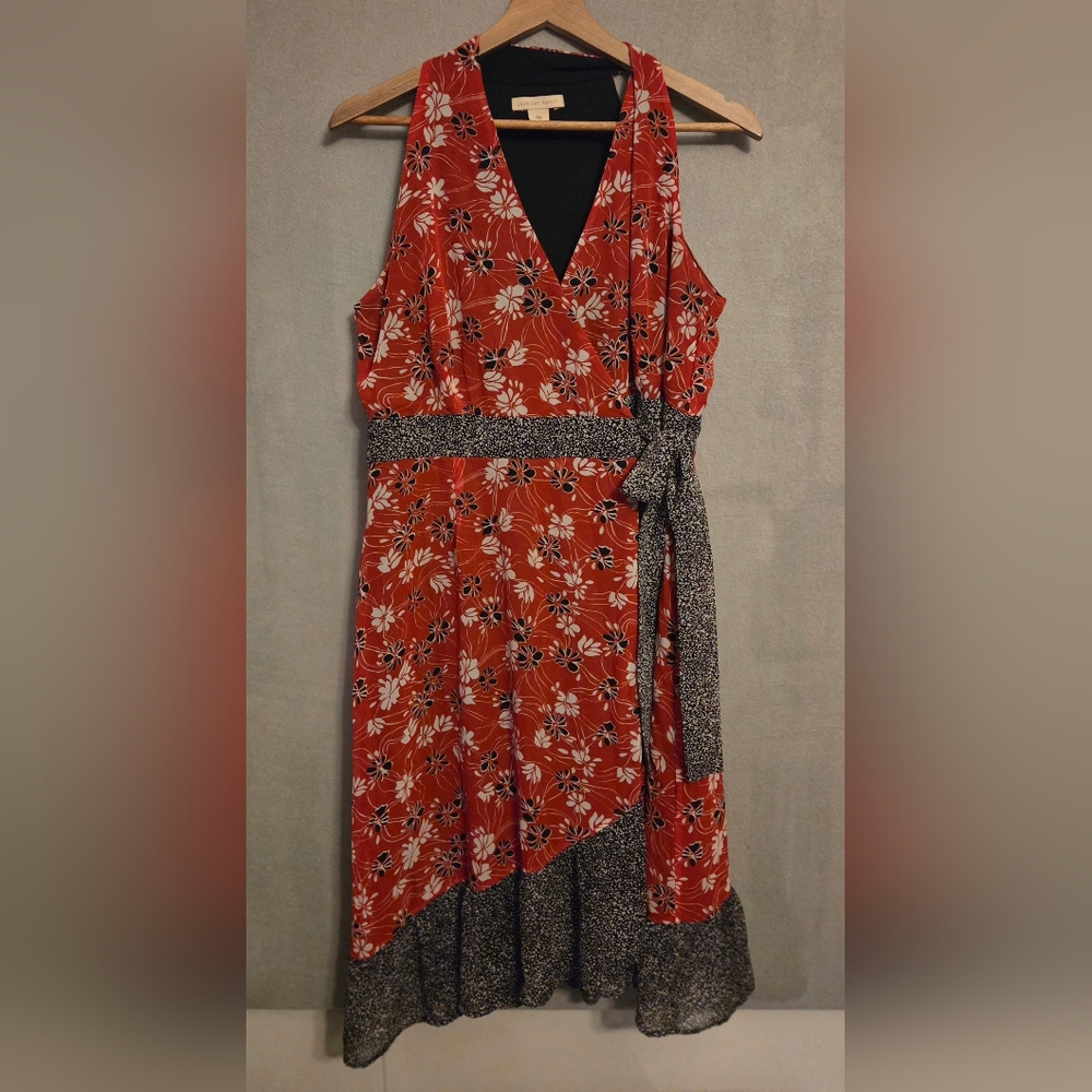 Jonathon Martin Floral Red Sleeveless Wrap Dress Size 16